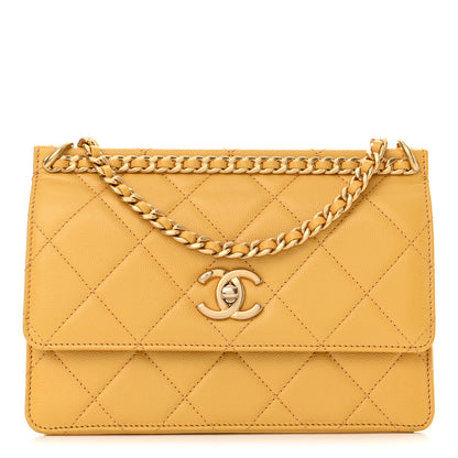 Chanel Caviar Quilted Chain Frame Flap Yellow 1 of 12