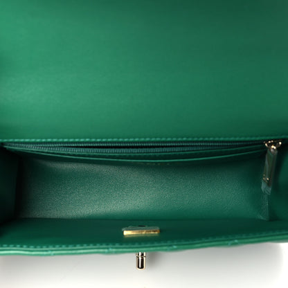 Chanel Lambskin Quilted Mini Top Handle Rectangular Flap Green 5 of 11