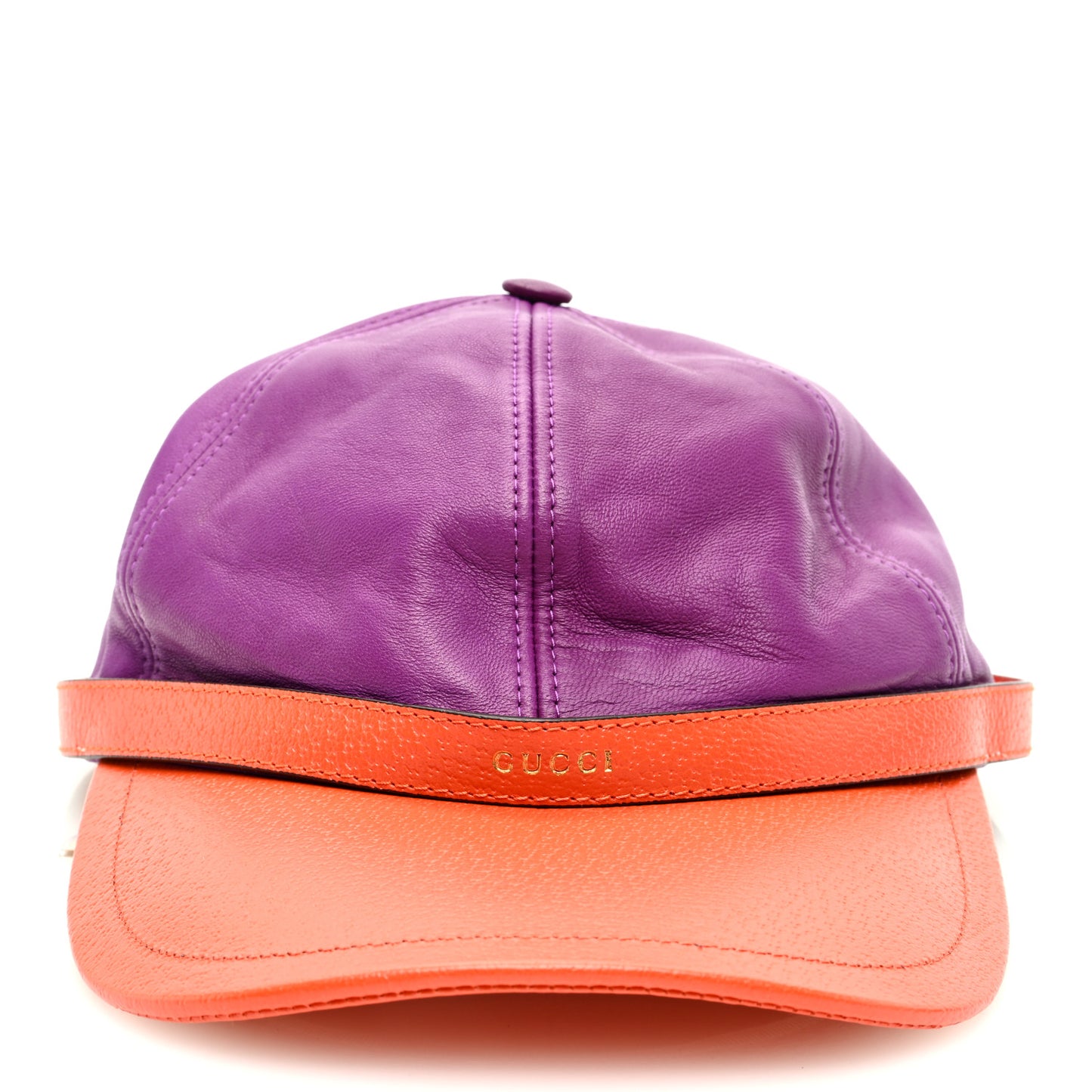 Lambskin Baseball Hat M Purple Orange