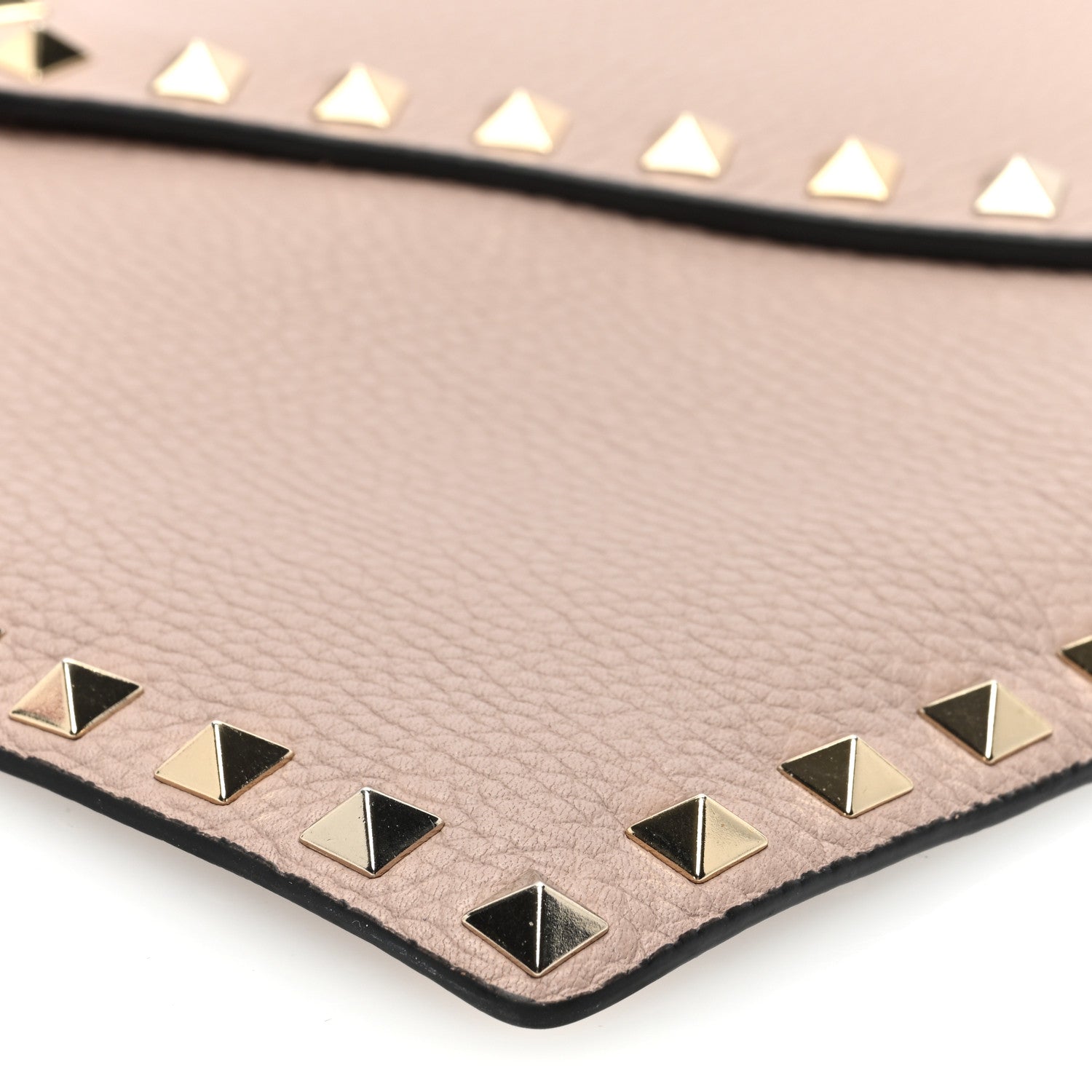 Valentino Garavani Pebbled Calfskin Large Rockstud Envelope Clutch Poudre 8 of 8