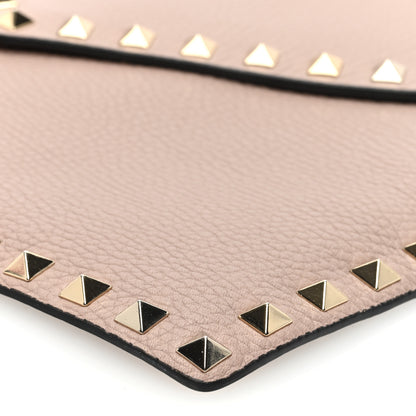 Valentino Garavani Pebbled Calfskin Large Rockstud Envelope Clutch Poudre 8 of 8