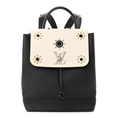 Louis Vuitton Calfskin Mechanical Flowers Lockme Backpack Black White 1 of 12