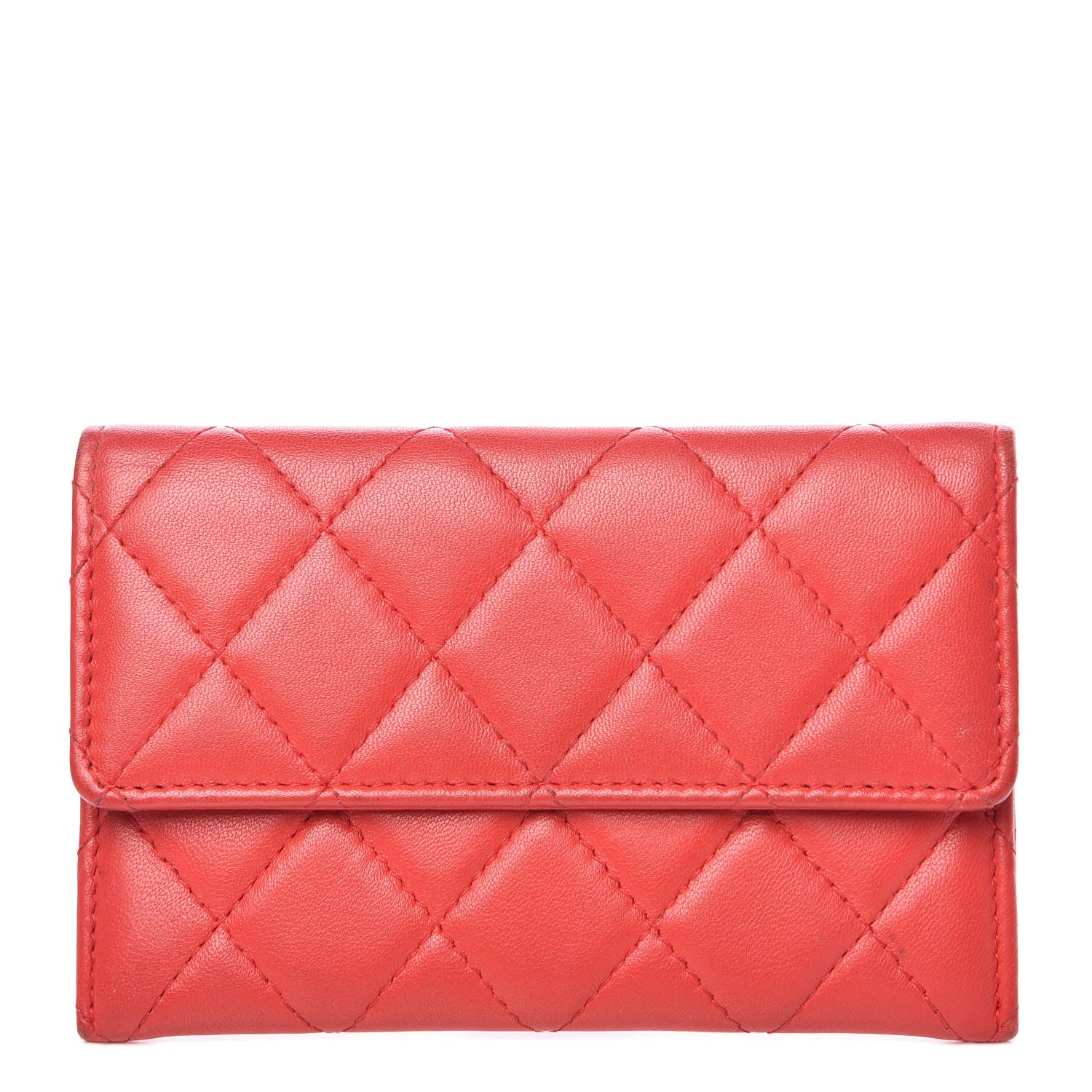 Chanel Lambskin Quilted Wallet On Removable Chain Insert Red 1 of 10