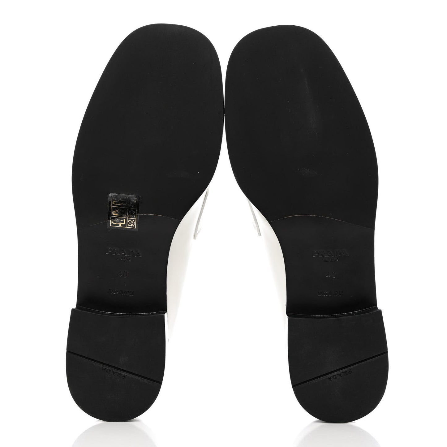 Brushed Calfskin Metal Triangle Logo 20mm Loafers 40 White
