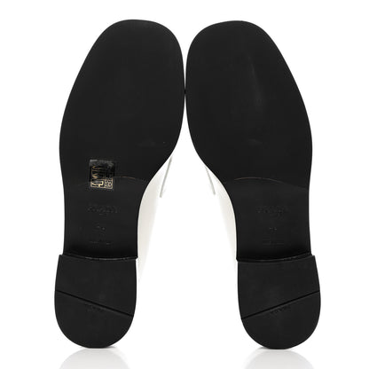 Prada Brushed Calfskin Metal Triangle Logo 20mm Loafers 40 White 5 of 9