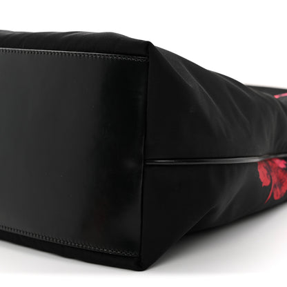 Prada Tessuto Nylon Rose Shoulder Bag Black Rosso 10 of 11