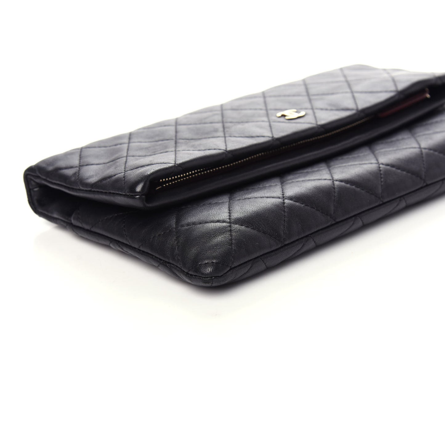 Lambskin Quilted CC Beauty Clutch Black