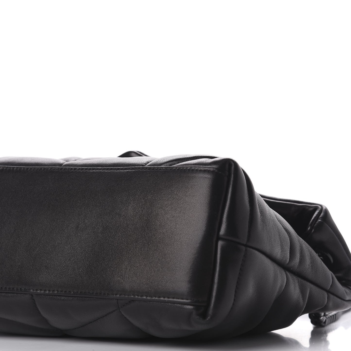 Lambskin Quilted Small Loulou Puffer Monogram Chain Satchel Black