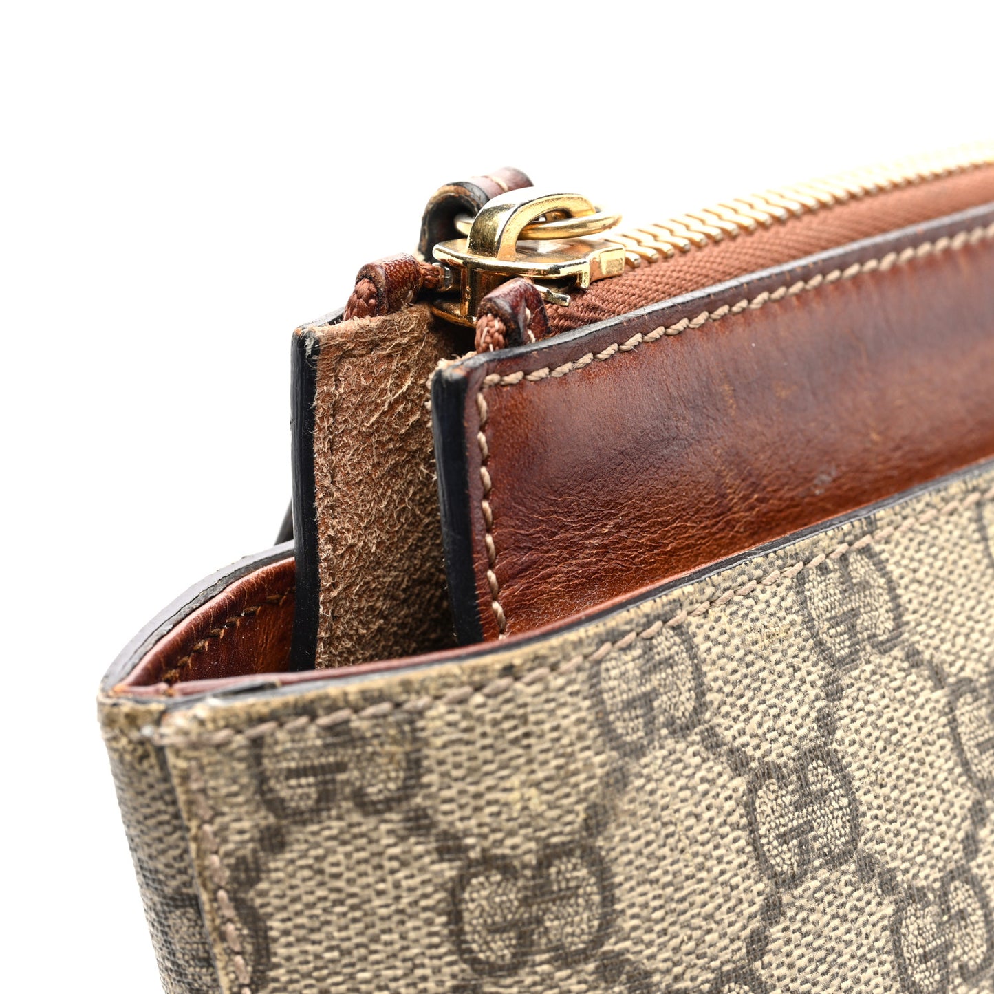 GG Supreme Monogram Medium Zippered Bucket Tote Beige Tuscany