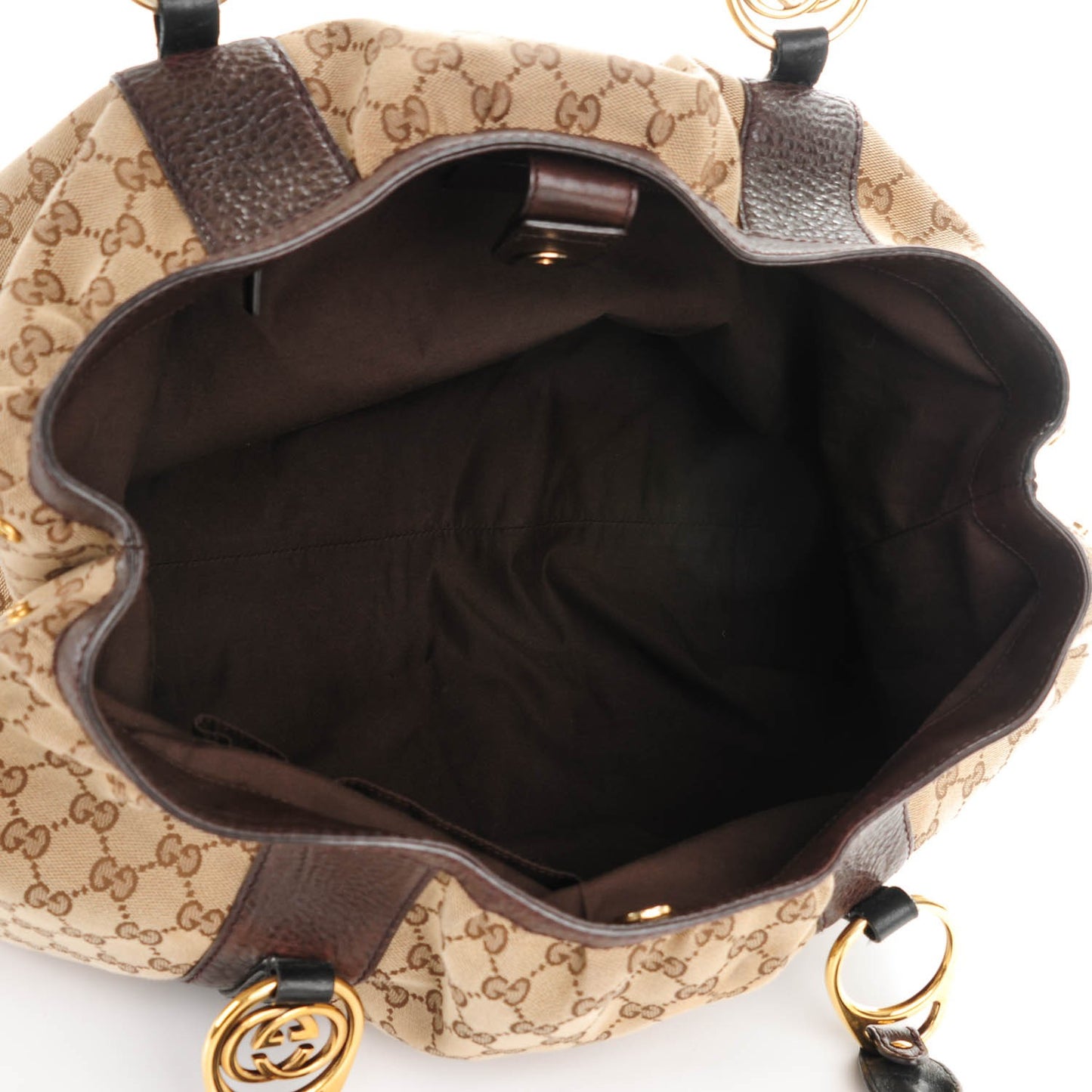 Monogram Medium Interlocking Icon Tote Dark Brown