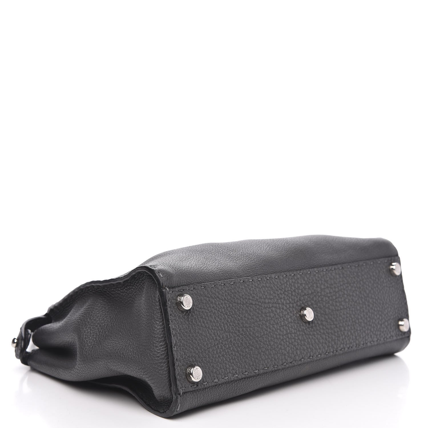 Fendi Cuoio Romano Selleria Bi-Color Medium Peekaboo Iconic Satchel Asfalto Latte 4 of 10