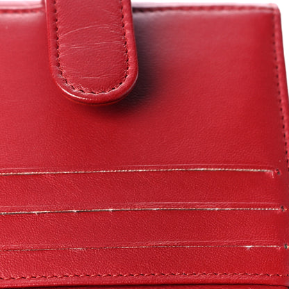 Chanel Lambskin Camellia Embossed Compact French Flap Wallet Red 10 of 12