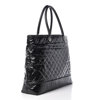 Chanel Calfskin Coated Canvas Quilted Tote Black 3 of 19