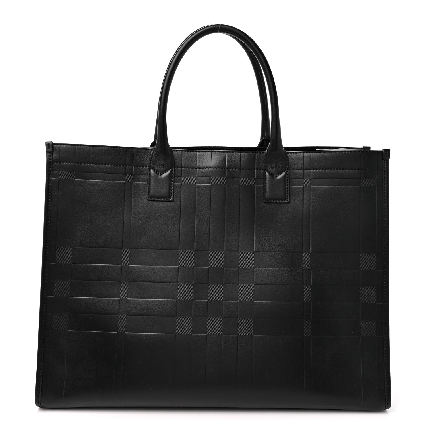 Burberry Calfskin Denny Check Embossed Tote Black 1 of 14