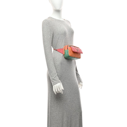 Chanel Goatskin Quilted Tri-Color In & Out Waist Bag Orange Green Pink 2 of 12