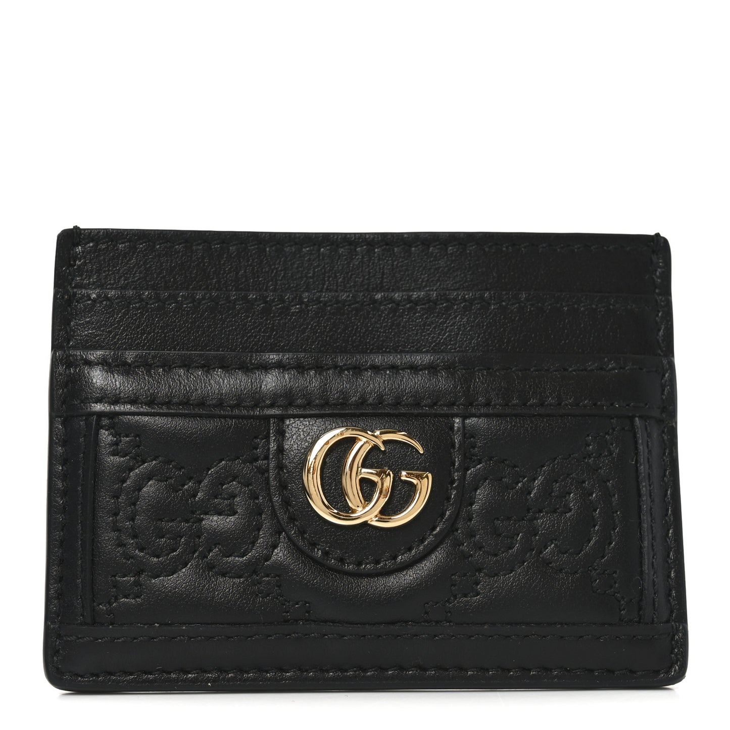 Calfskin GG Matelasse Card Holder  Black