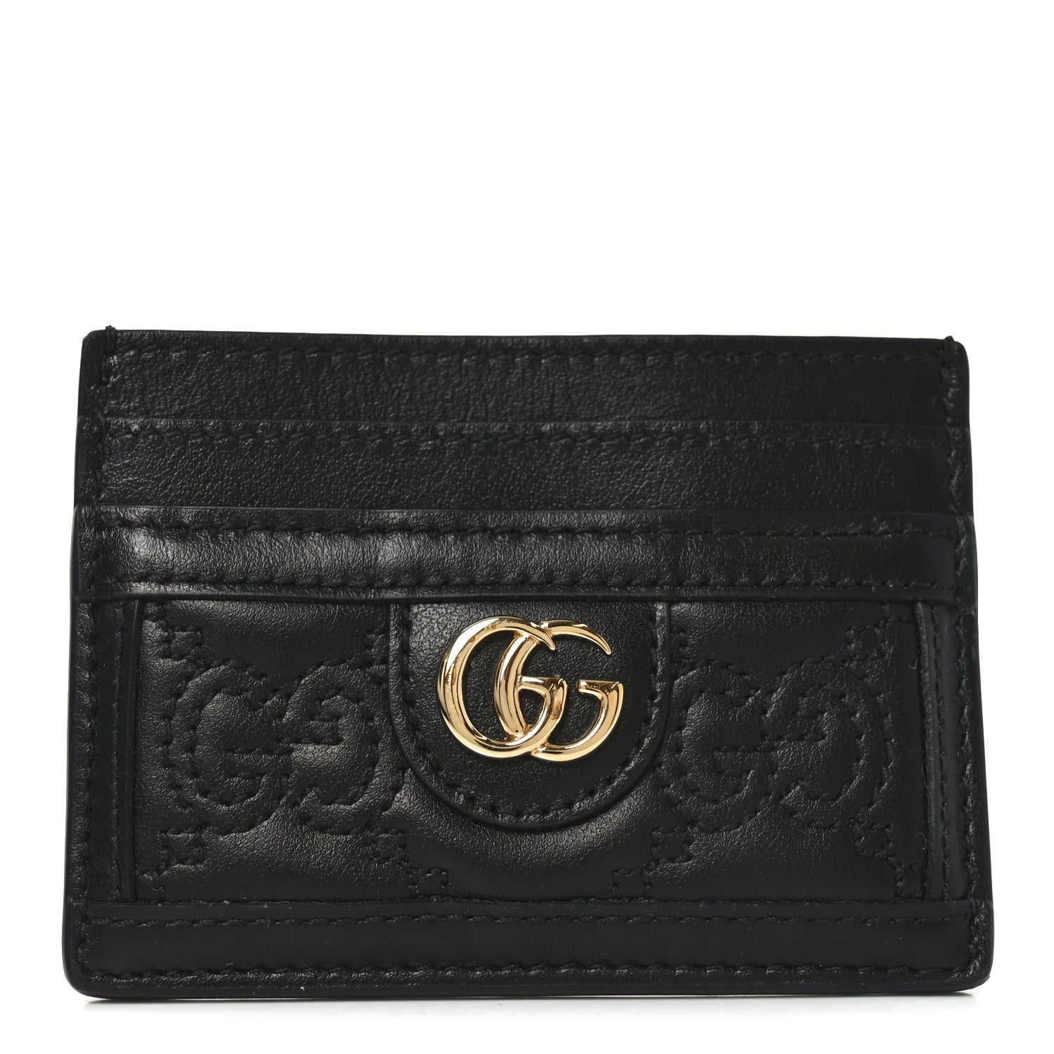 Gucci Calfskin GG Matelasse Card Holder  Black 1 of 7
