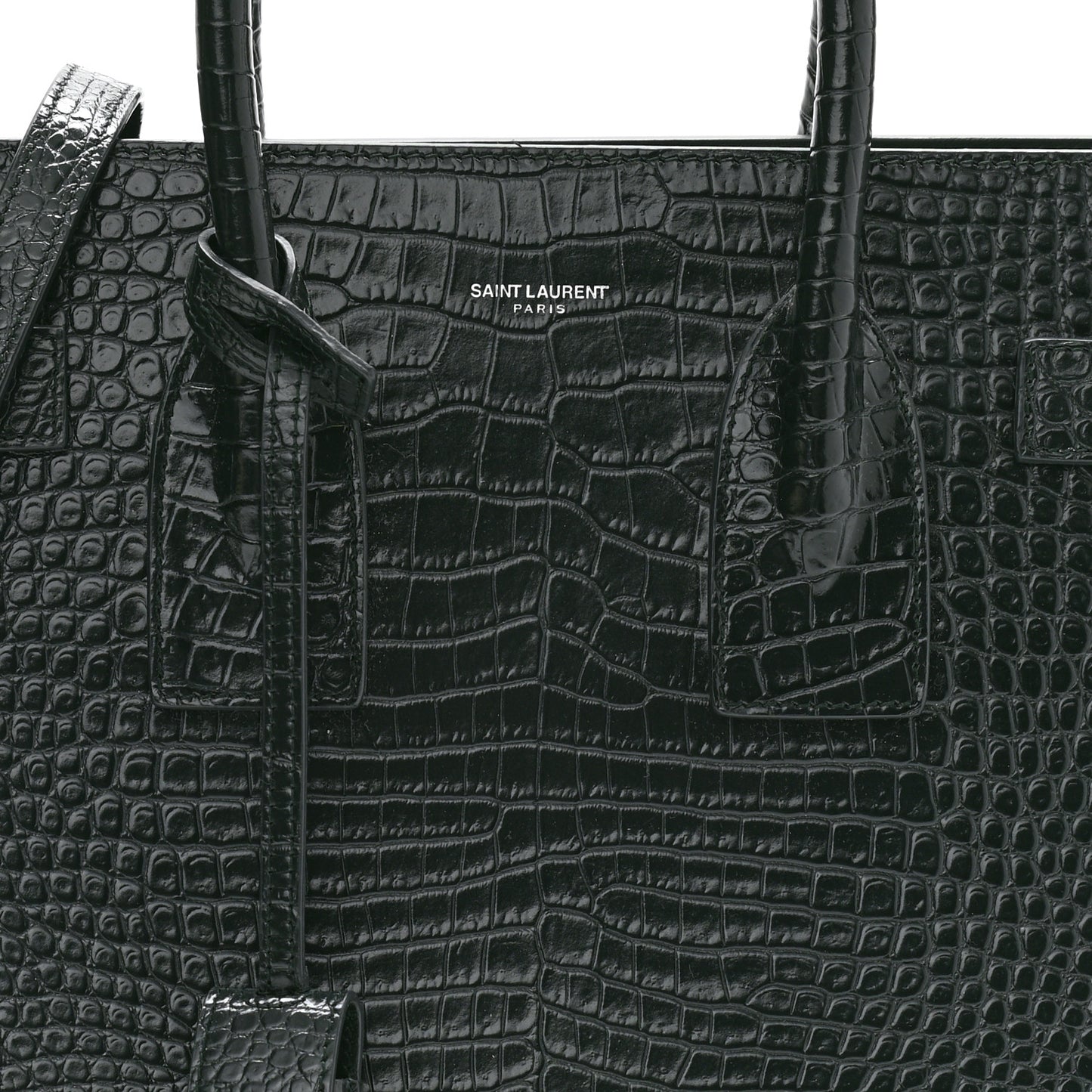 Patent Crocodile Embossed Small Sac de Jour Dark Green