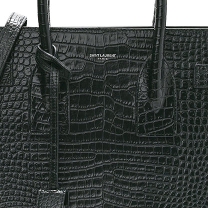 Saint Laurent Patent Crocodile Embossed Small Sac de Jour Dark Green 9 of 11