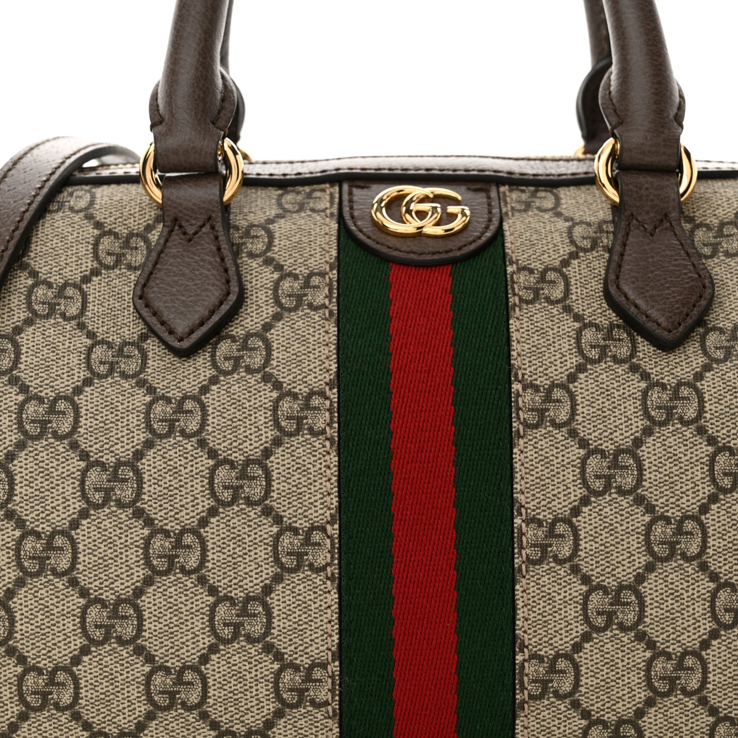 GG Supreme Monogram Web Small Ophidia Top Handle Bag Beige Ebony