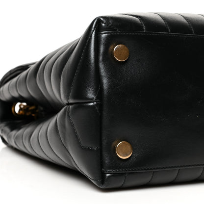 Saint Laurent Calfskin Y Quilted Monogram Large Loulou Chain Satchel Black 10 of 11