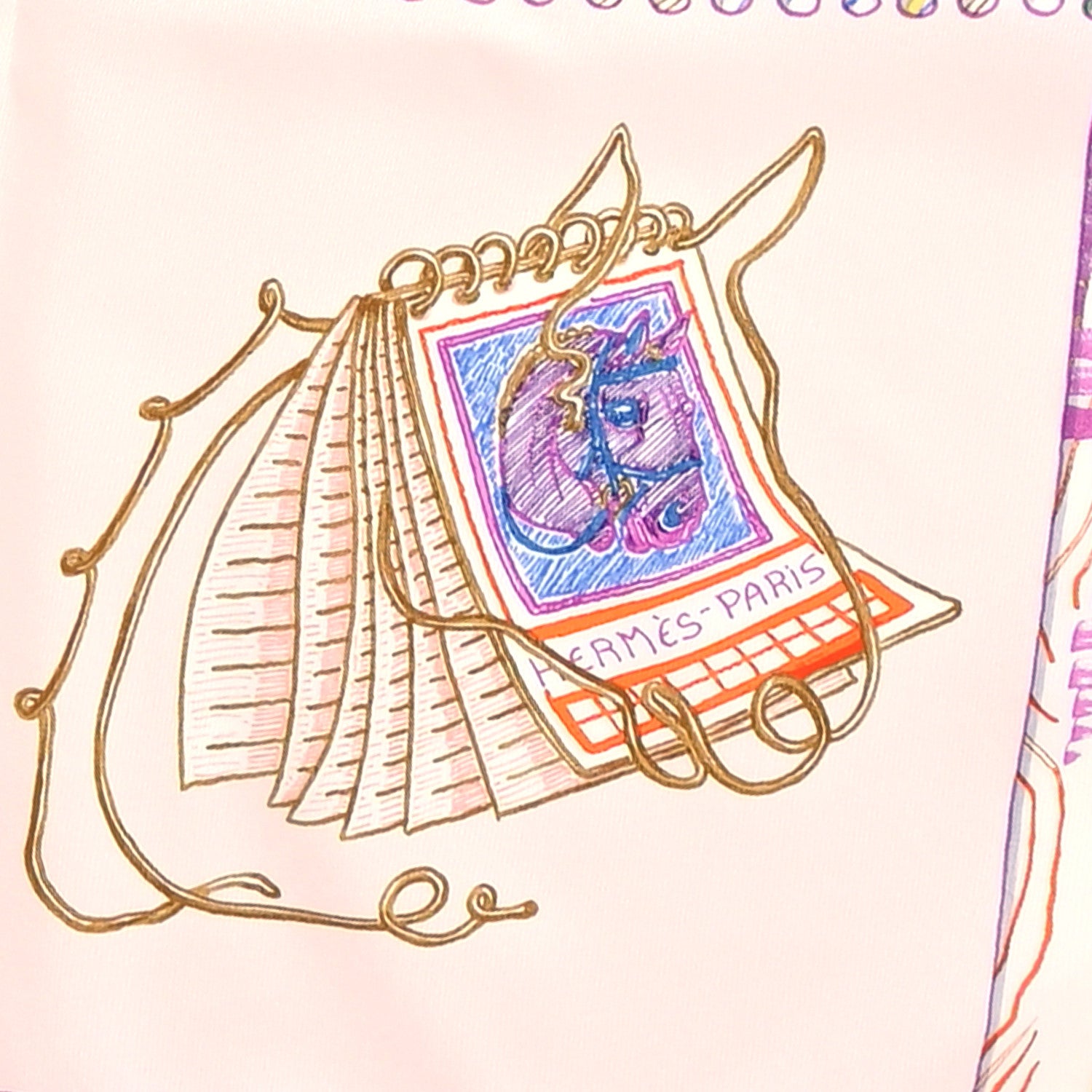 Hermes Silk Chevaloscope Scarf 90 Rose Nacre Vert Multicolor 3 of 6