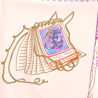 Hermes Silk Chevaloscope Scarf 90 Rose Nacre Vert Multicolor 3 of 6