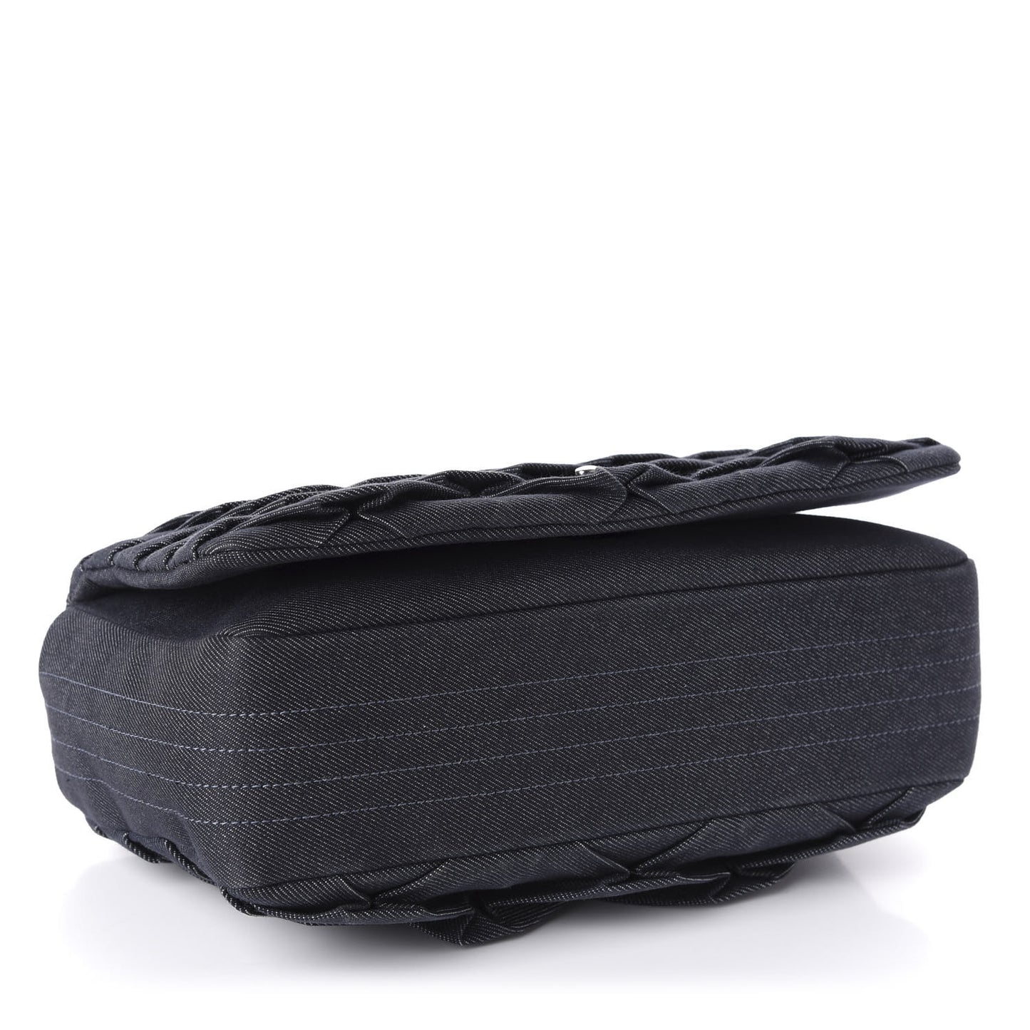 Denim Pleated Denim Turtle Flap Dark Blue