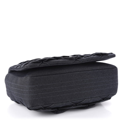 Chanel Denim Pleated Denim Turtle Flap Dark Blue 5 of 11
