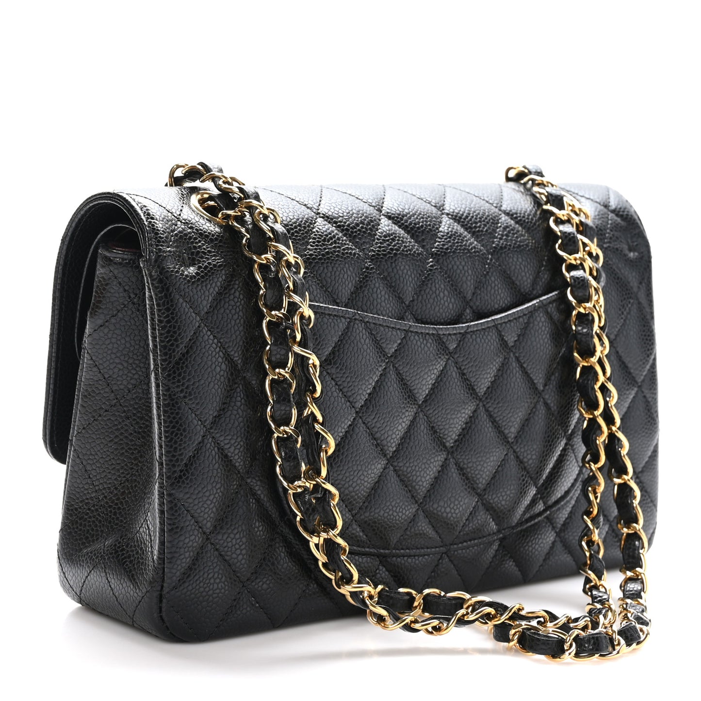 Caviar Quilted Medium Double Flap Black