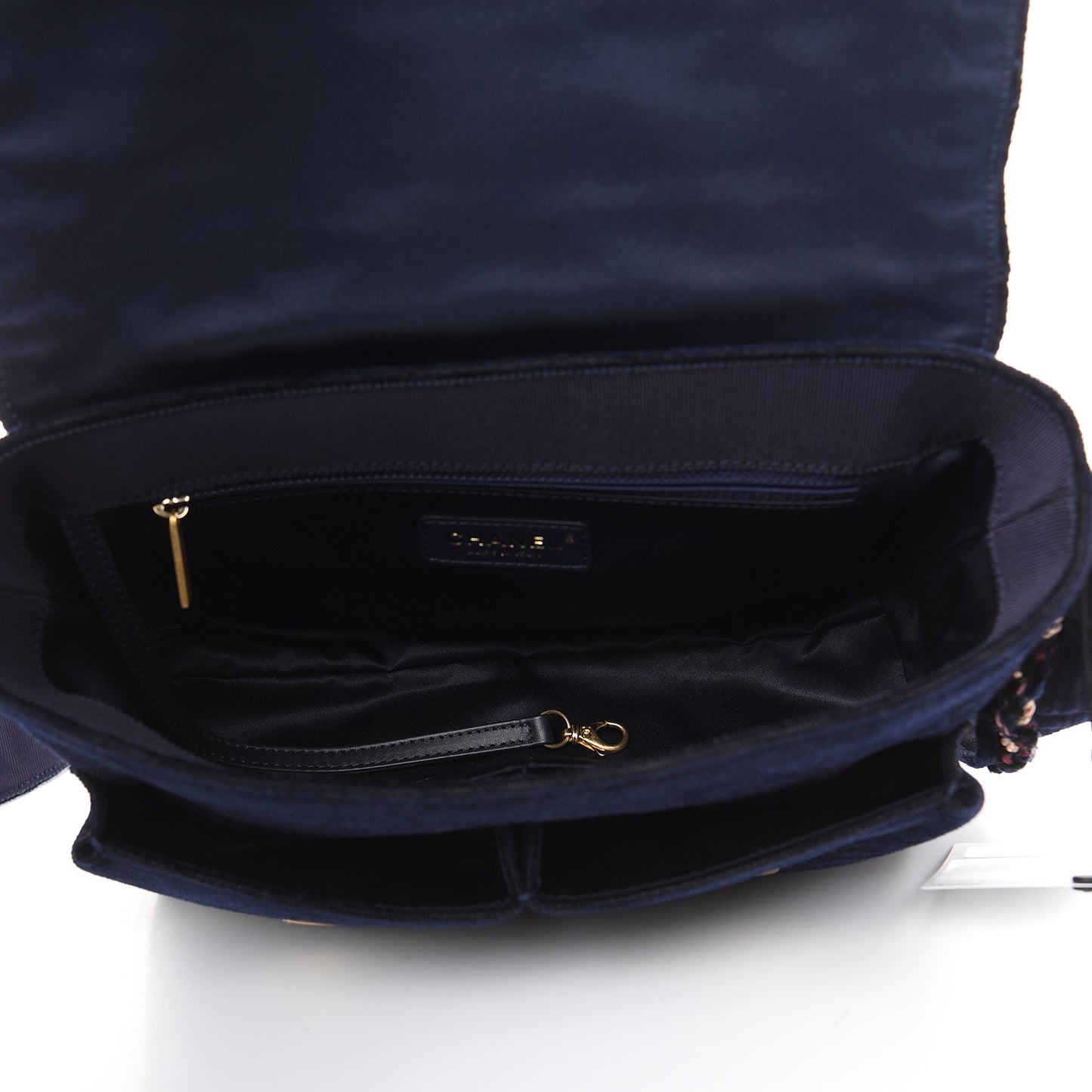 Wool Velvet Quilted Parisian Stroll Messenger Navy