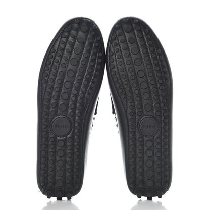 Gucci Calfskin Miro Soft Studded Womens Horsebit Driver Loafers 37 Black 7 of 12