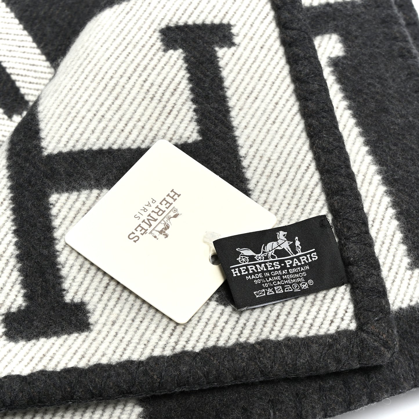 Wool Cashmere Avalon Blanket Ecru Gris Fonce