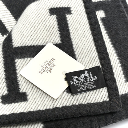 Hermes Wool Cashmere Avalon Blanket Ecru Gris Fonce 3 of 3