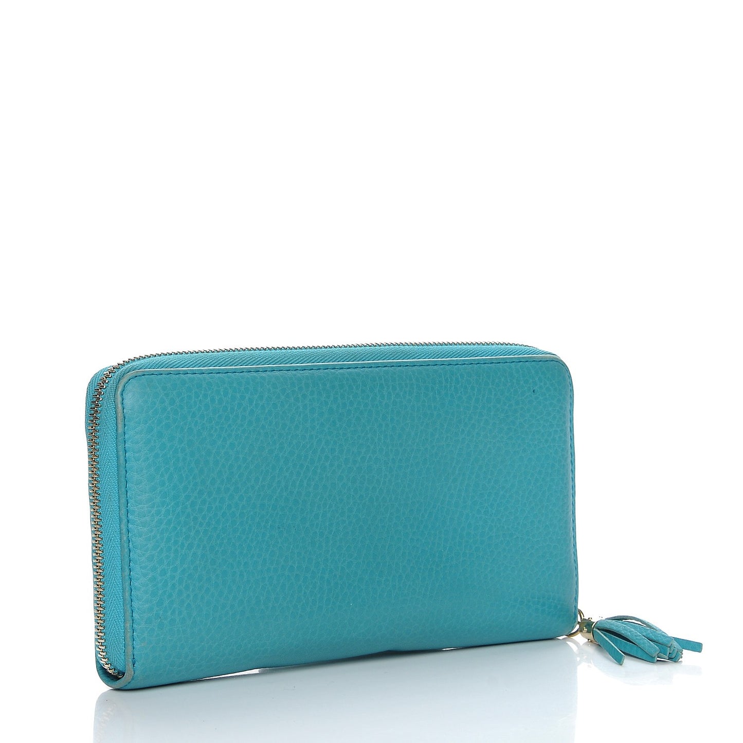 Pebbled Calfskin Soho Zip Around Wallet Deep Cobalt