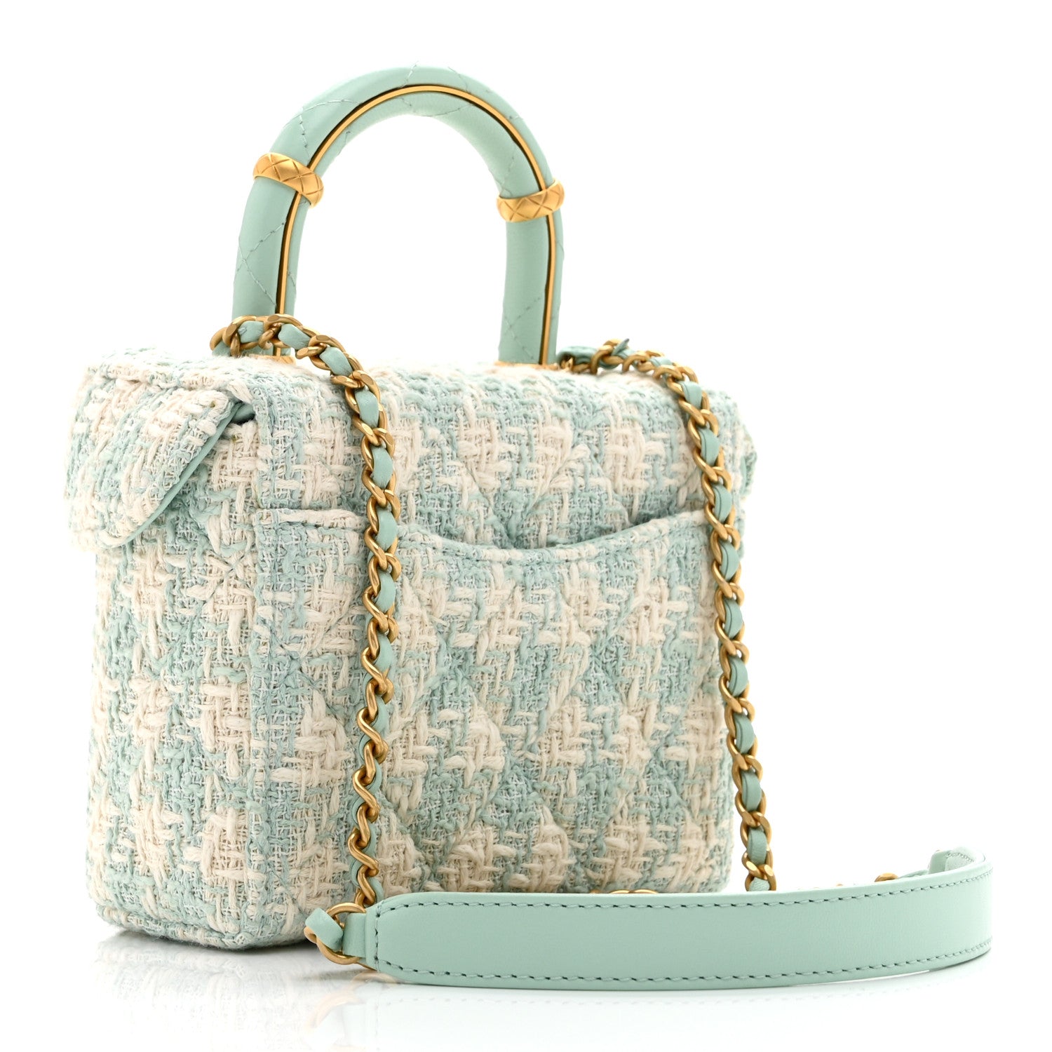 Chanel Tweed Handle Crush Small Vanity Case Light Green 3 of 10