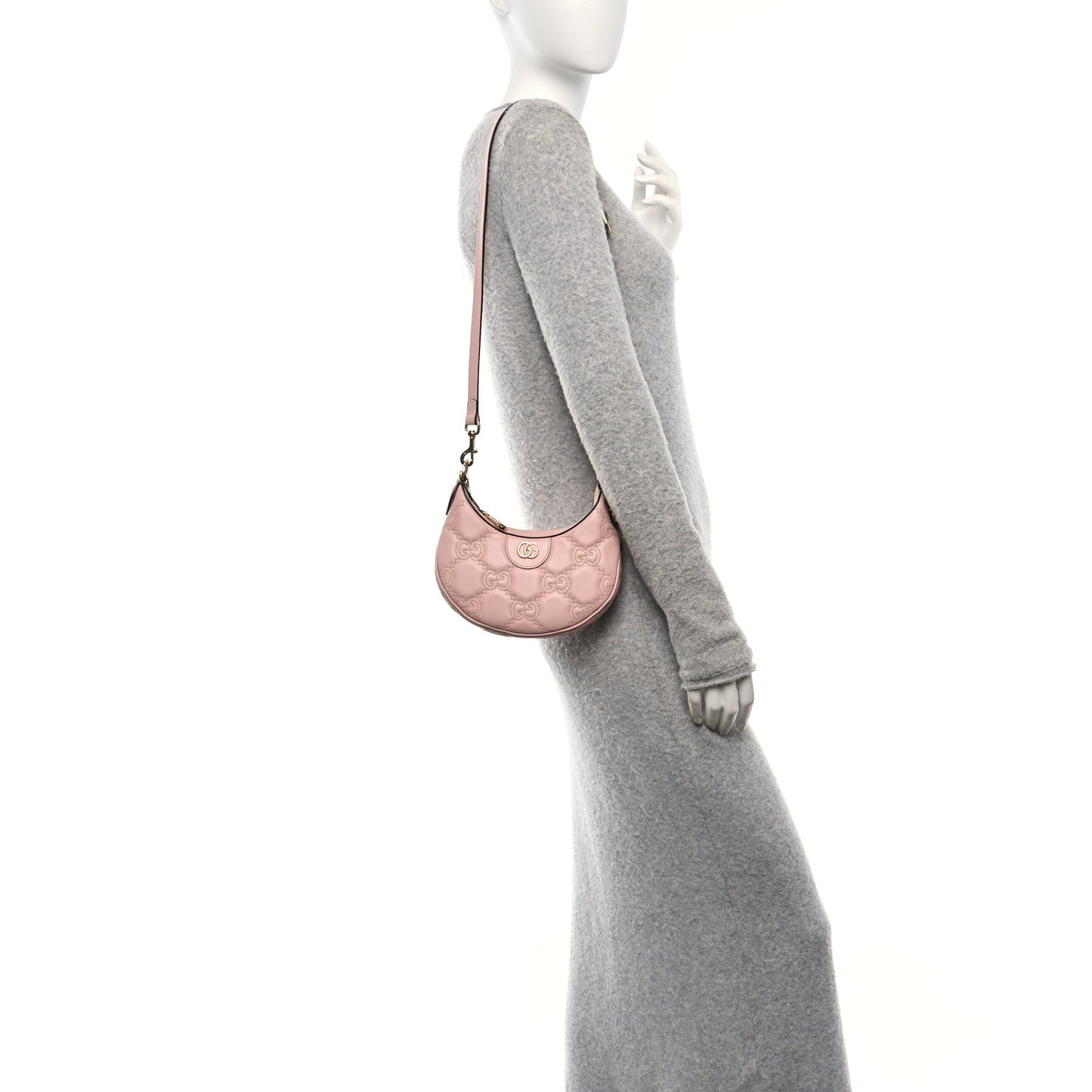 Calfskin GG Matelasse Mini Hobo Shoulder Bag Perfect Pink Natural
