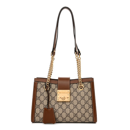 Gucci GG Supreme Monogram Calfskin Small Padlock Tote Beige Ebony Tuscany 1 of 11