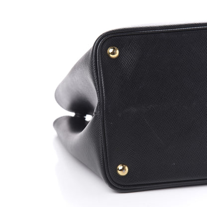Prada Saffiano Cuir Medium Double Bag Black Fuoco 7 of 10