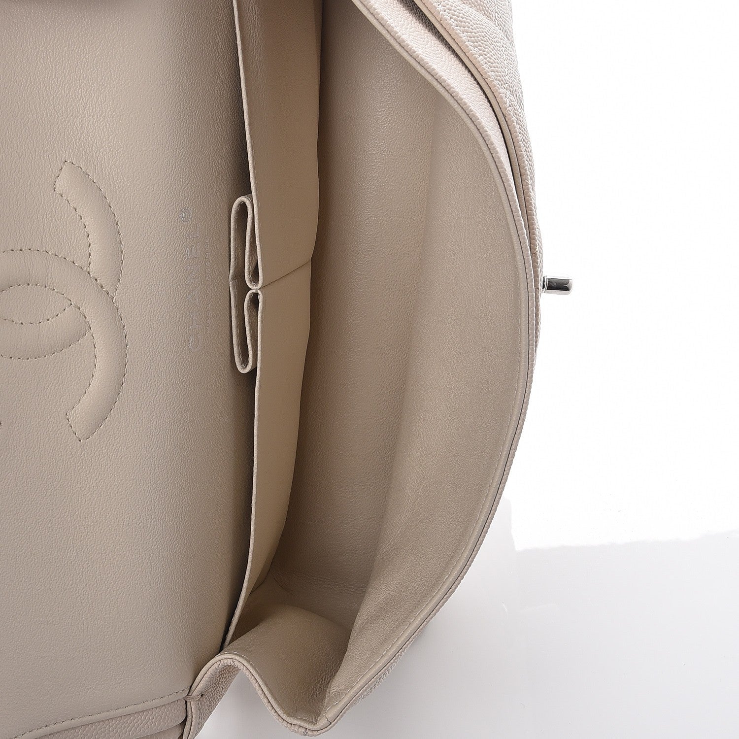 Chanel Caviar Quilted Medium Double Flap Light Beige 5 of 8