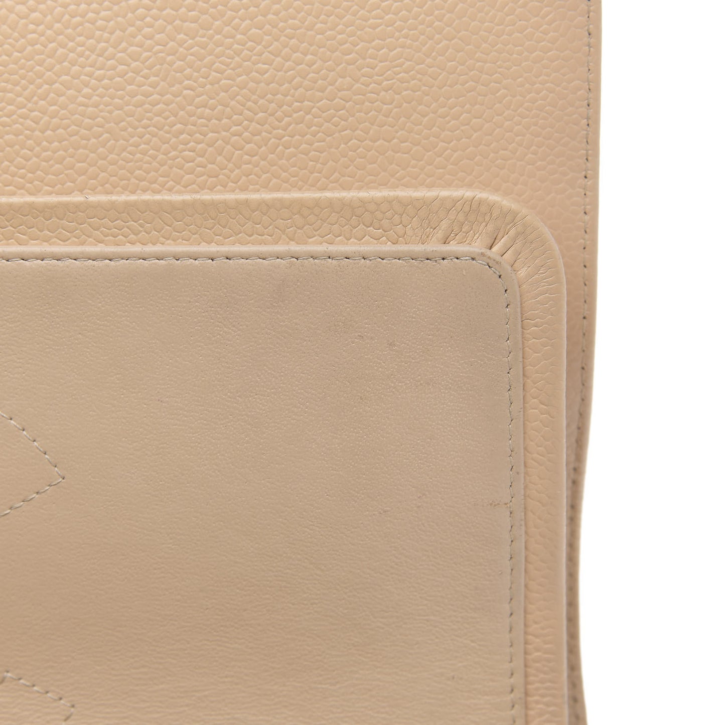 Caviar Quilted Jumbo Double Flap Beige Clair