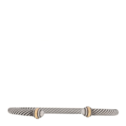 David Yurman Sterling Silver 18K Yellow Gold 4mm Cable Classics Bracelet 1 of 4