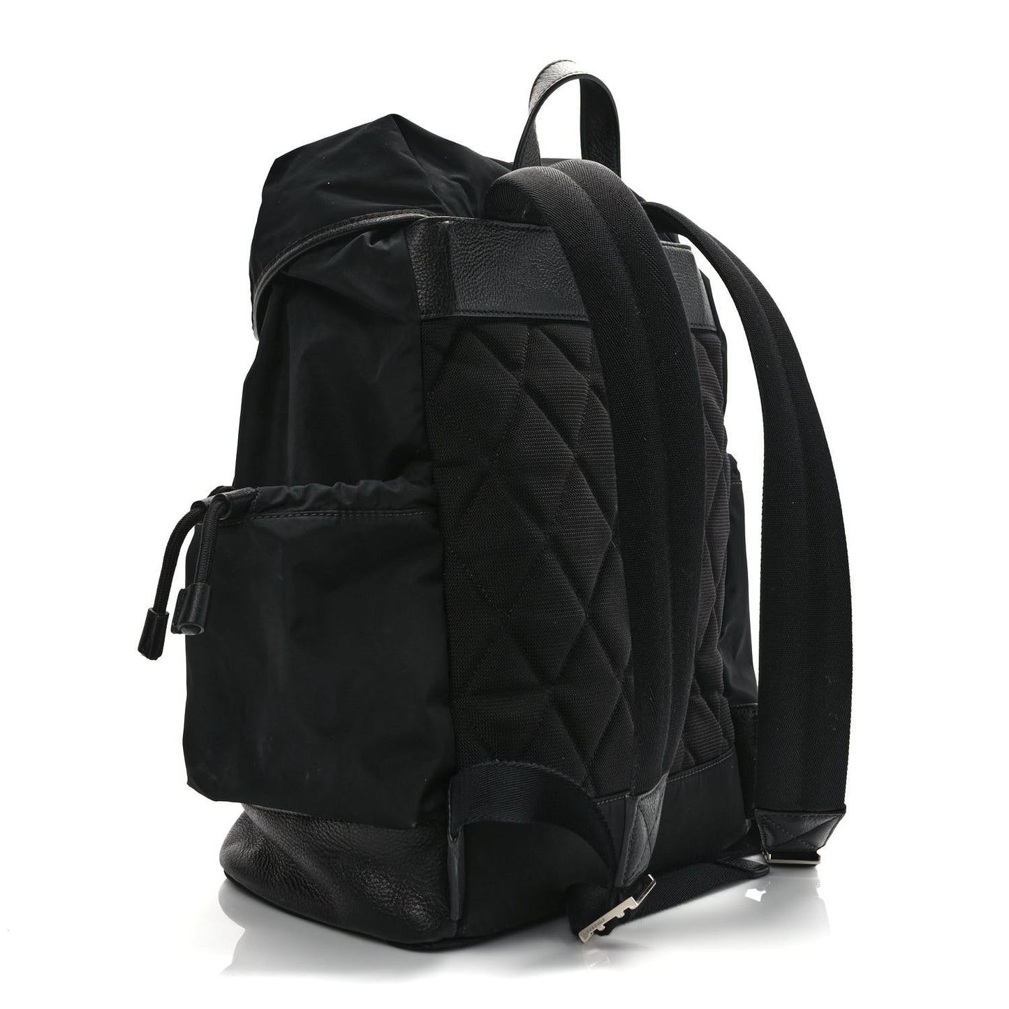 Nylon Grained Calfskin Watson Diaper Bag Black