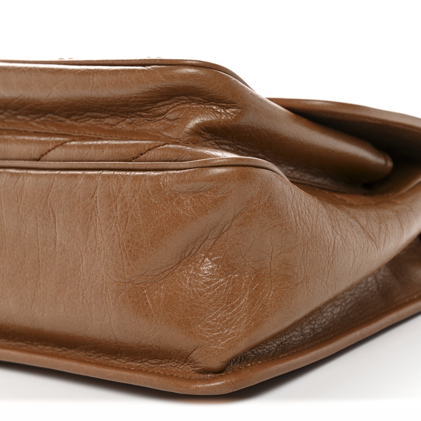 Crinkled Calfskin Matelasse Monogram Medium Niki Chain Satchel Caramel