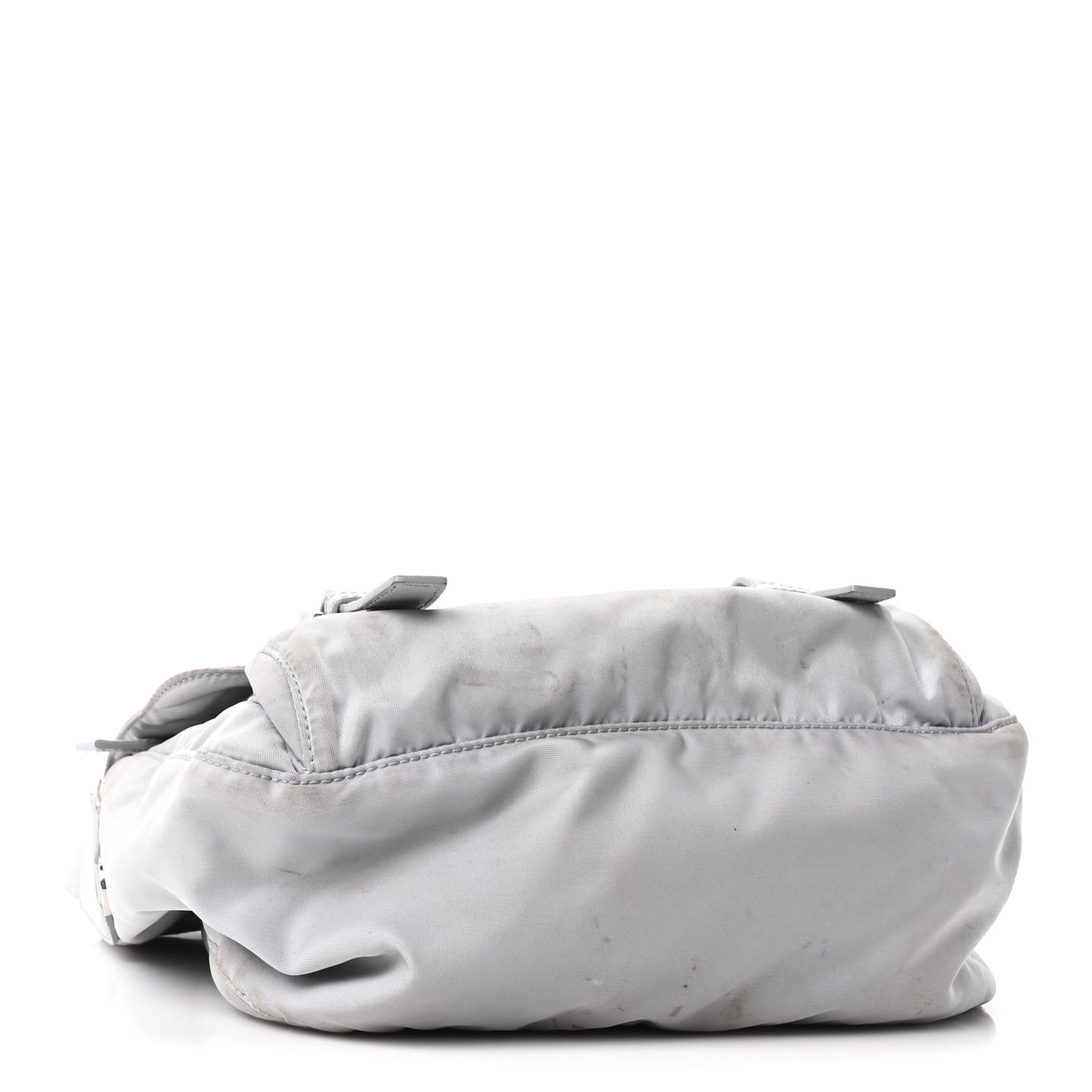 Re-Nylon Vela Saffiano Pocket Double Buckle Messenger Shoulder Bag Fiordaliso