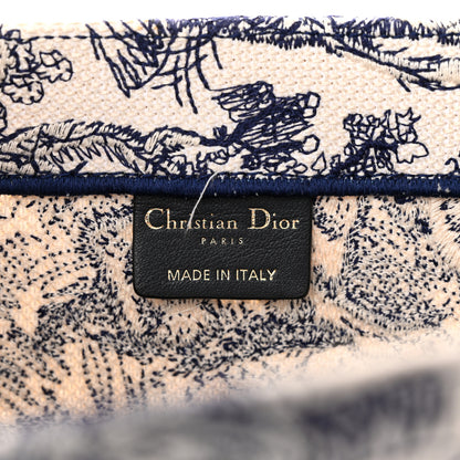 Christian Dior Canvas Embroidered Medium Toile De Jouy Reverse Book Tote Blue 6 of 12
