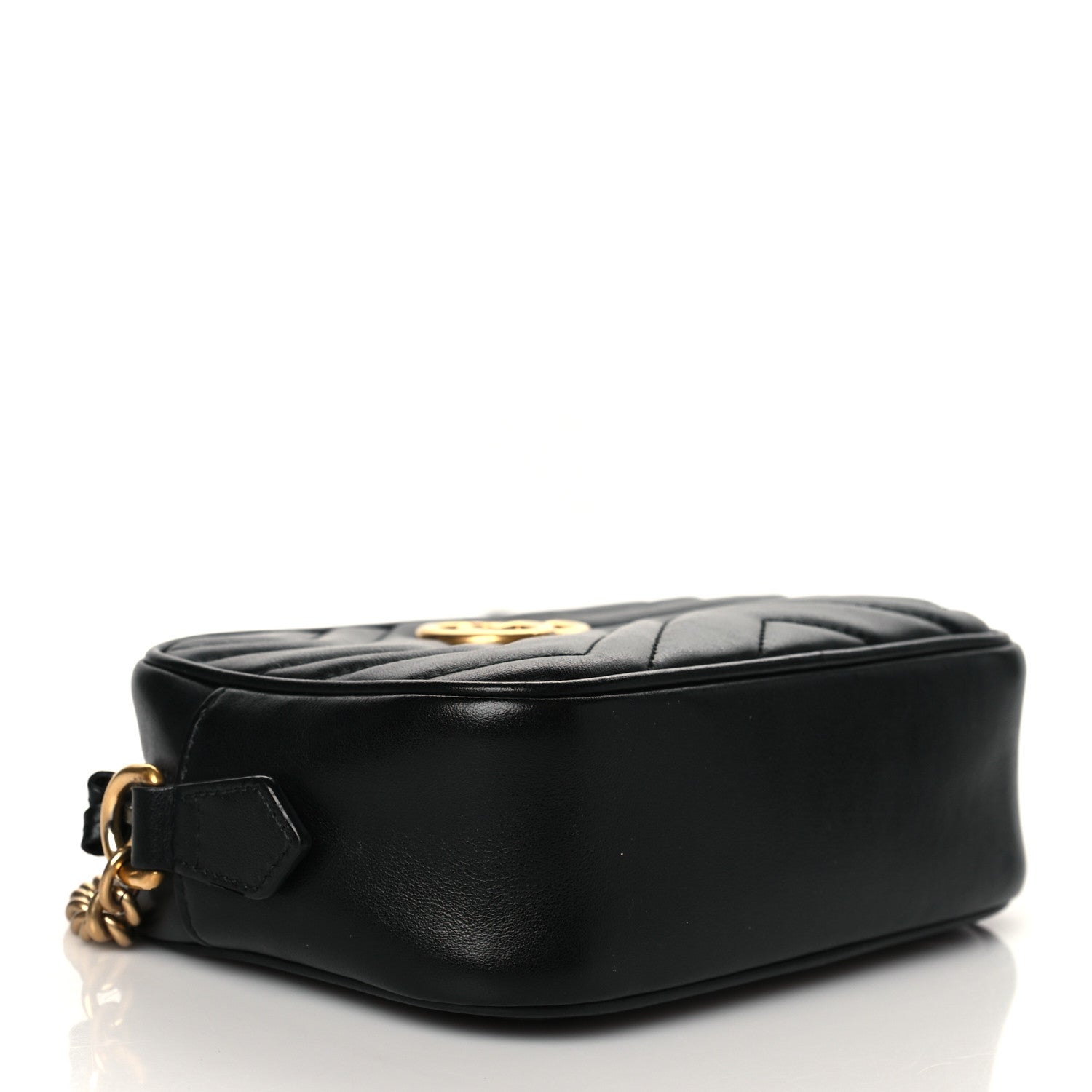 Gucci Calfskin Matelasse Mini GG Marmont Chain Shoulder Bag Black 4 of 11