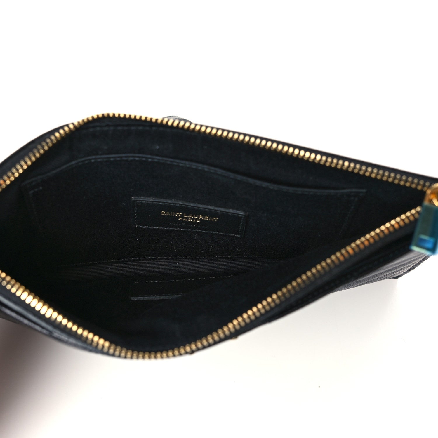 Saint Laurent Grain De Poudre Chevron Monogram Large Bill Pouch Black 5 of 9