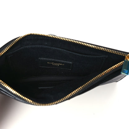 Saint Laurent Grain De Poudre Chevron Monogram Large Bill Pouch Black 5 of 9