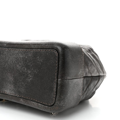 Chanel Metallic Grained Goatskin Chevron Quilted Gabrielle Backpack Dark Silver Gold 10 of 10